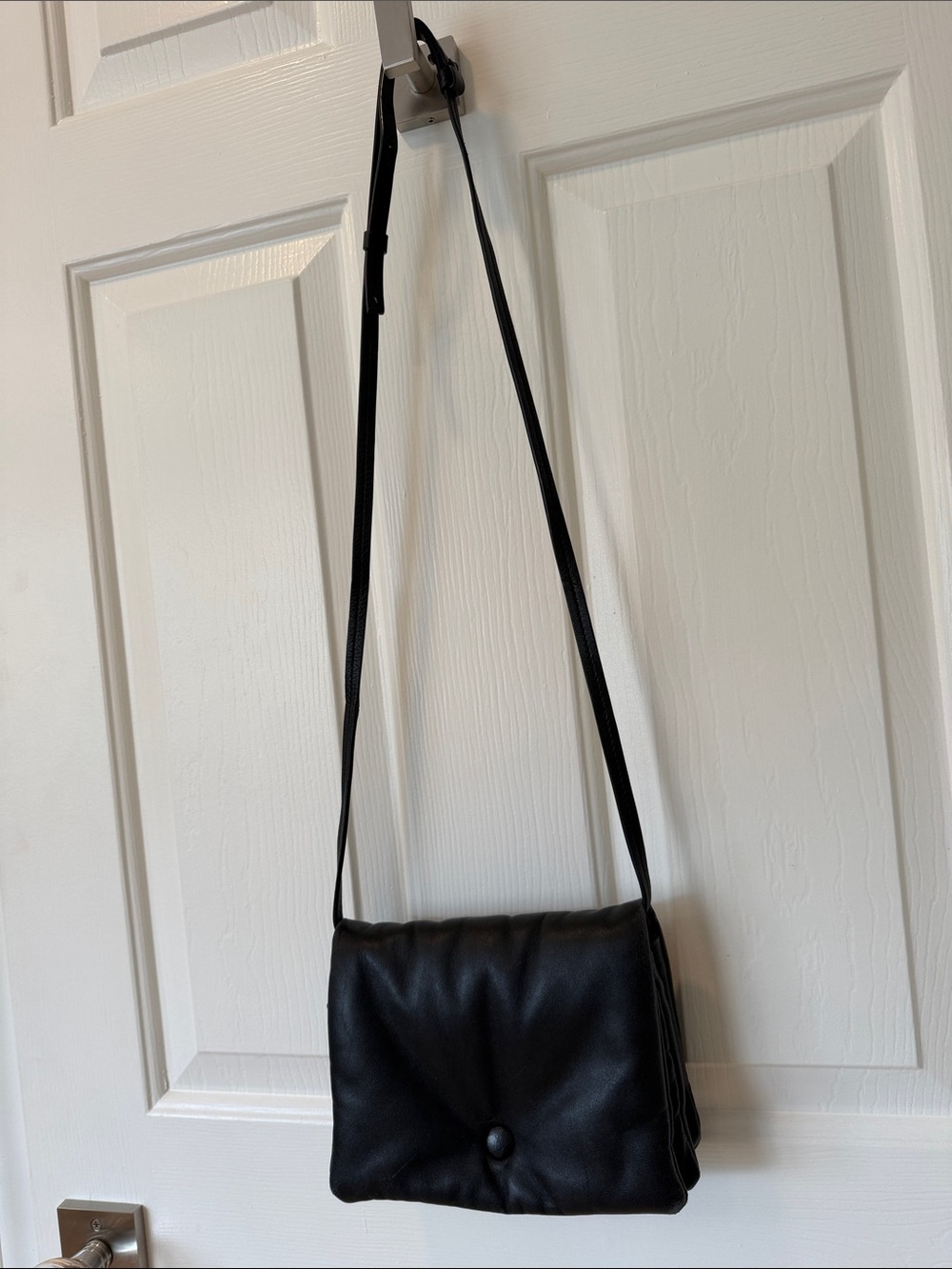 Massimo Dutti Black Leather Crossbody Bag